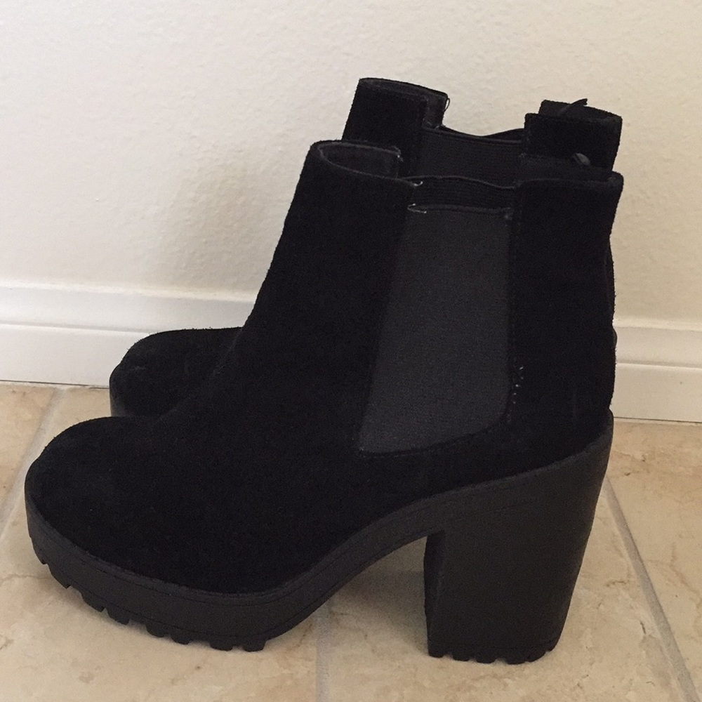 Black Suede Platform Booties